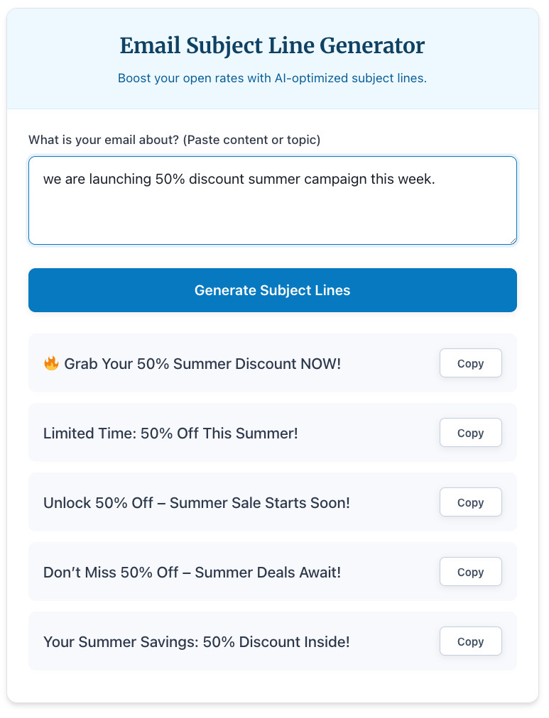 Email Subject Line Generator