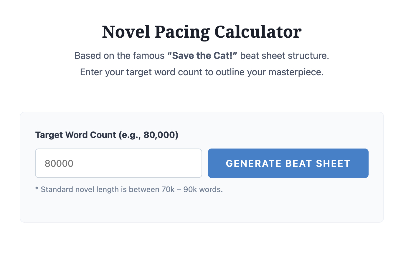novel pacing calculator